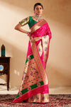 Rani Pink Paithani Silk Saree with Gold Zari Peacock Motif Pallu