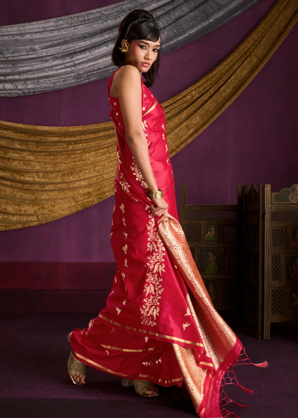 Rani Pink Satin Silk Saree