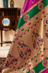 Rani Purple Paithani Silk Saree with Gold Zari Peacock Motif Pallu