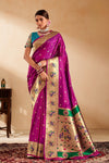 Rani Purple Paithani Silk Saree with Gold Zari Peacock Motif Pallu