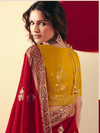 Red Banarasi Silk Saree With Contrast Blouse