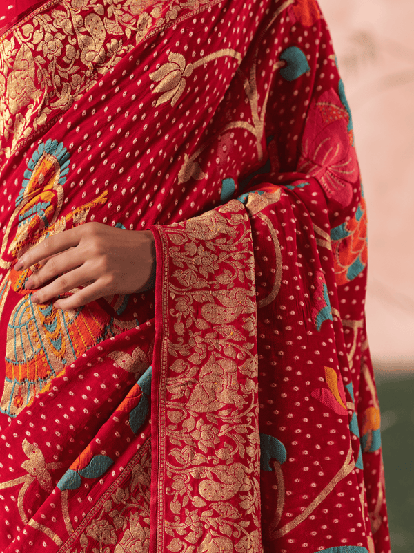 Red Bandhani Patola Silk Saree
