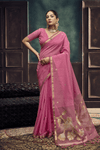 Rose Pink Banarasi Cotton Silk Saree