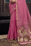 Rose Pink Banarasi Cotton Silk Saree
