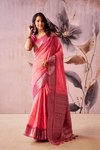 Rose Pink Banarasi Cotton Silk Saree
