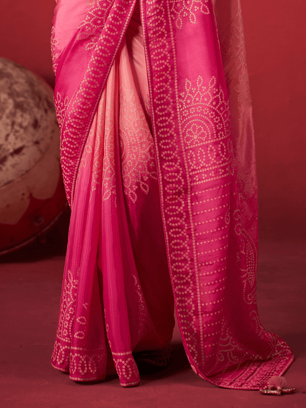 Rose Pink Banarasi Dola Silk Saree