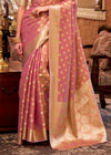 Rose Pink Banarasi Tissue Silk Saree