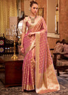 Rose Pink Banarasi Tissue Silk Saree