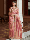 Rose Pink Banarasi Tissue Silk Saree