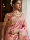 Rose Pink Banarasi Tissue Silk Saree