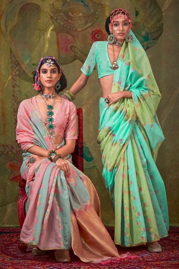 Rose Pink Organza Silk Saree