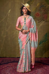 Rose Pink Organza Silk Saree