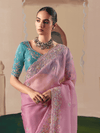 Rose Pink Organza Silk Saree