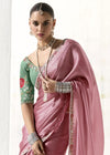 Rose Pink Organza Tissue Silk Saree