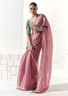 Rose Pink Organza Tissue Silk Saree