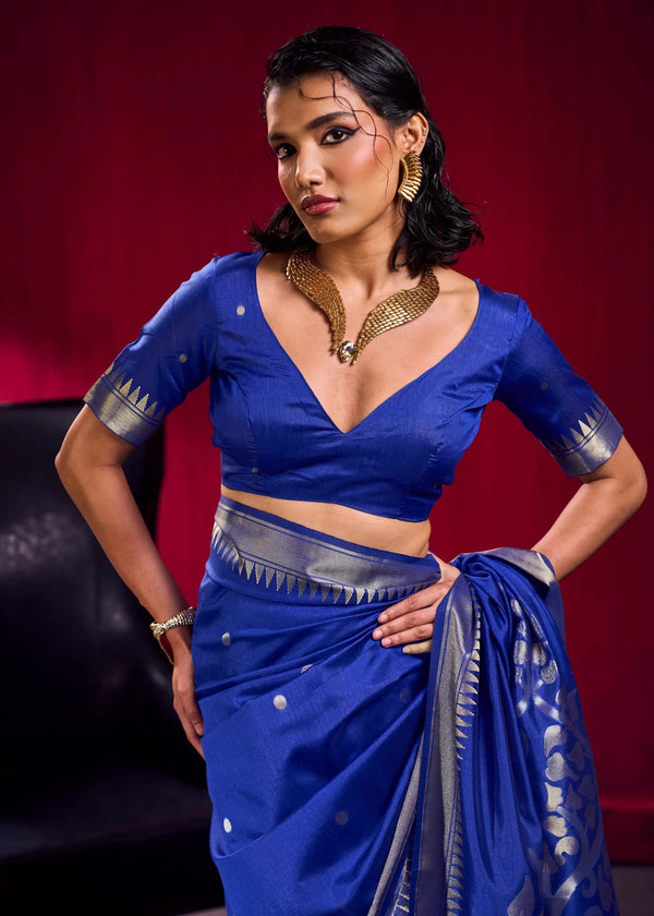 Royal Blue Banarasi Silk Saree