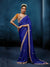Royal Blue Designer Silk Saree with Contrast Golden Blouse
