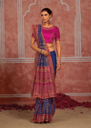 Royal Blue Embroidered Designer Satin Silk Saree