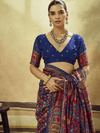 Royal Blue Kashmiri Kani Handloom Cotton Silk Saree