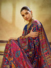 Royal Blue Kashmiri Kani Handloom Cotton Silk Saree