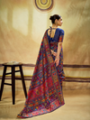 Royal Blue Kashmiri Kani Handloom Cotton Silk Saree