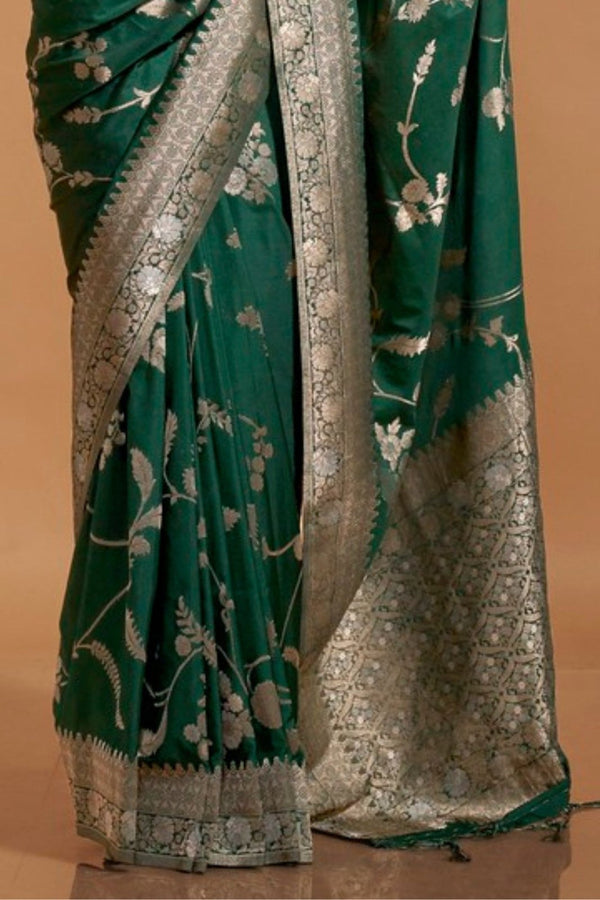Royal Green Georgette Handloom Saree