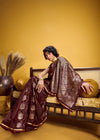 Royal Maroon Banarasi Satin Silk Saree