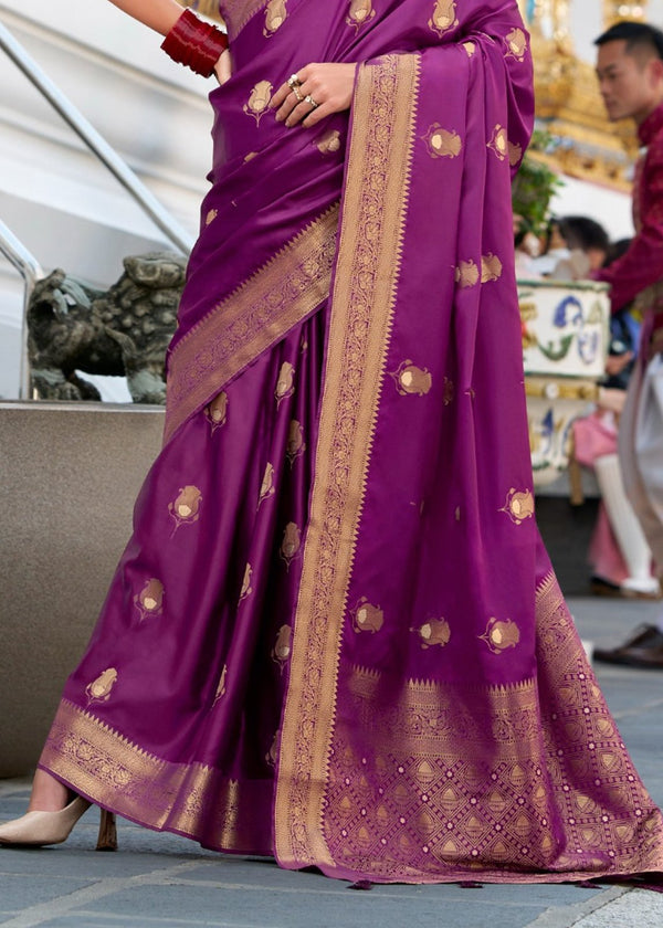 Royal Purple Banarasi Satin Silk Saree
