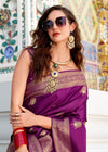 Royal Purple Banarasi Satin Silk Saree