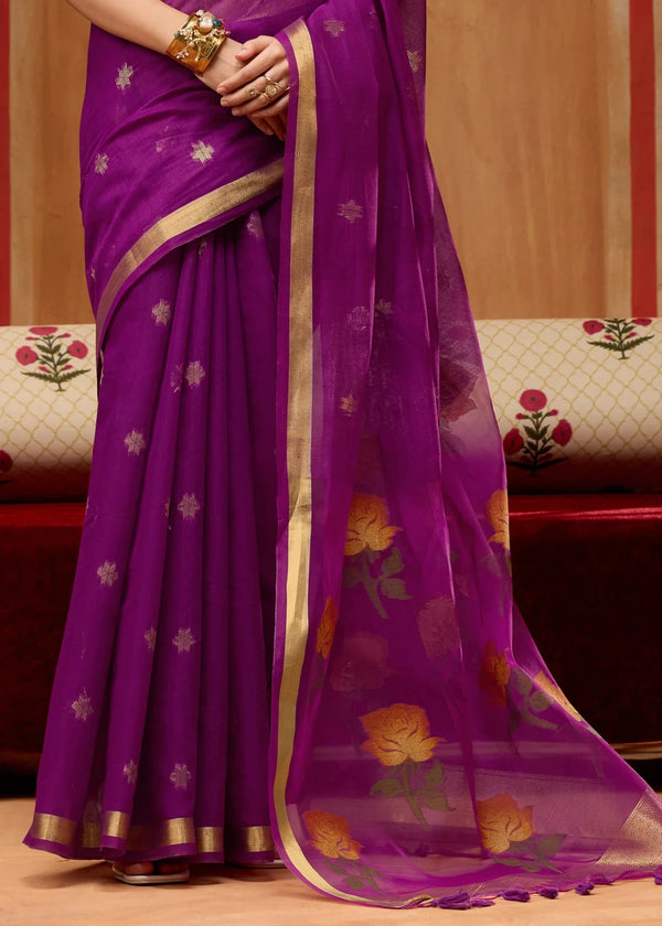 Royal Purple Cotton Silk Saree