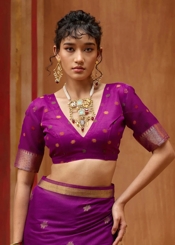 Royal Purple Cotton Silk Saree
