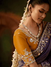 Royal Purple Embroidered Designer Tissue Silk Saree With Contrast Blouse