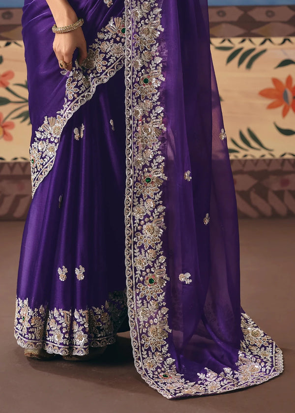 Royal Purple Georgette Silk Saree