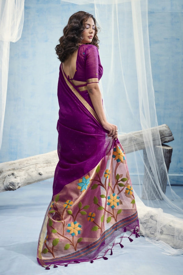 Royal Purple Paithani Cotton Silk Saree