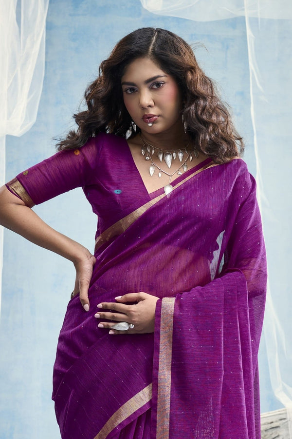 Royal Purple Paithani Cotton Silk Saree