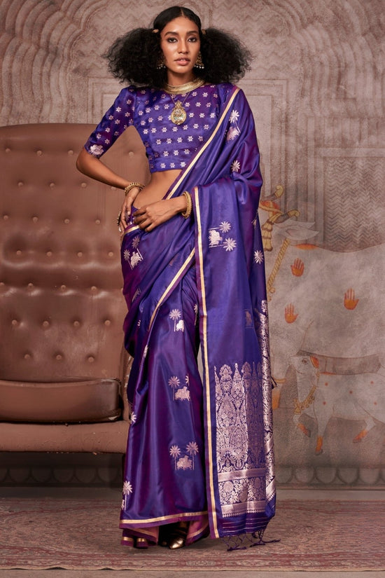 Royal Purple Pichwai Satin Silk Saree