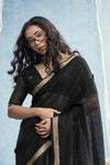 Midnight Black Paithani Cotton Silk Saree