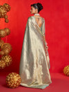 Sage Green Banarasi Tissue Silk Saree – back view