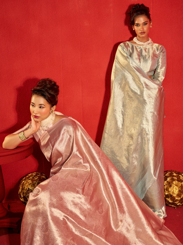 Sage Green Banarasi Tissue Silk Saree – shown with other colours
