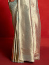 Sage Green Banarasi Tissue Silk Saree – border and drape