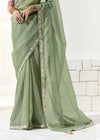 Sage Green Organza Tissue Silk Saree