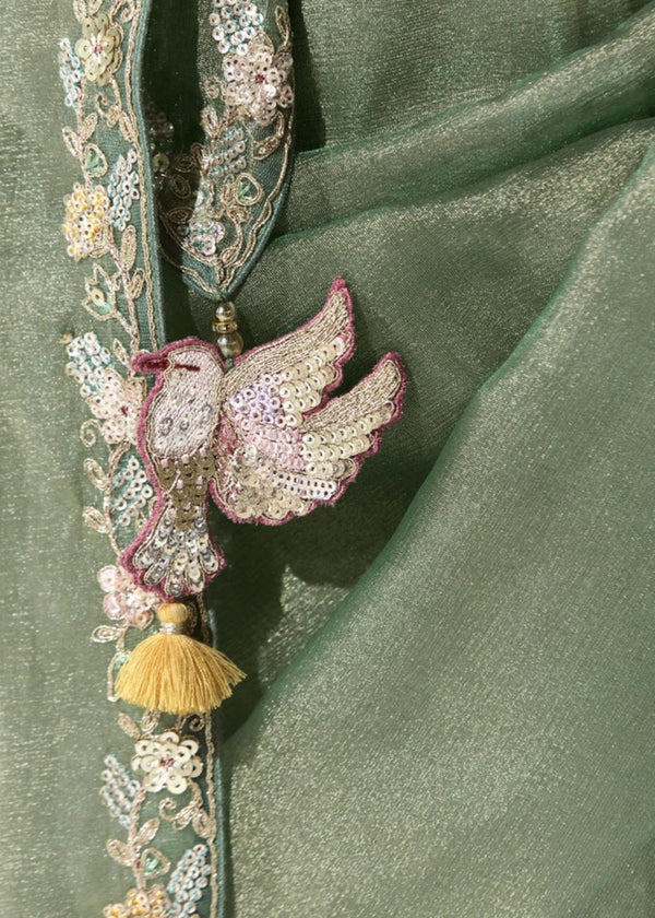 Sage Green Organza Tissue Silk Saree