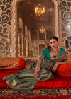 Sage Olive Green Kanjivaram Silk Saree