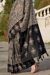 Sand Brown and Black Mul Mul Silk Saree