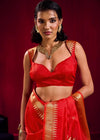 Scarlet Red Banarasi Silk Saree
