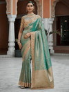 Sea Green Banarasi Tissue Silk Saree