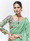 Sea Green Embroidered Designer Organza Silk Saree