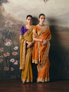 Rust Orange Embroidered Designer Organza Silk Saree