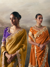 Rust Orange Embroidered Designer Organza Silk Saree