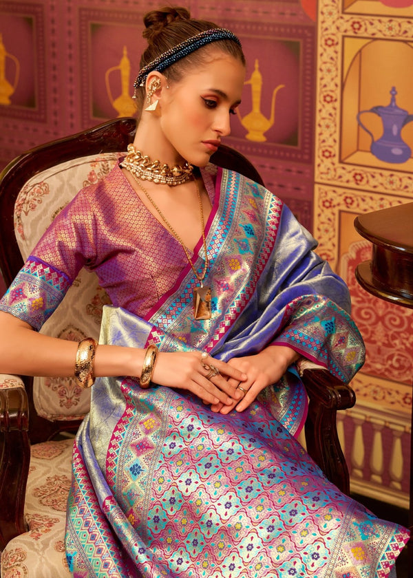 Silver Blue Kanjivaram Silk Saree